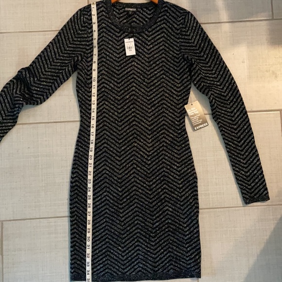 NWT Express Black & Metallic Silver Mini Dress - Picture 7 of 10